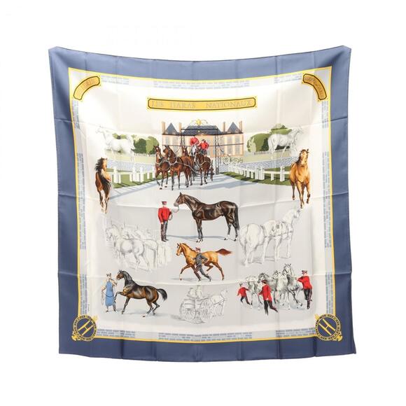 Hermes Accessories - HERMES Blue Silk Scarf